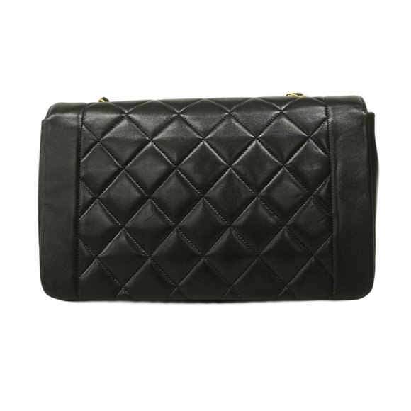 Chanel Shoulder Bag Diana Chain Lambskin Black Women's - Picture 14 of 15